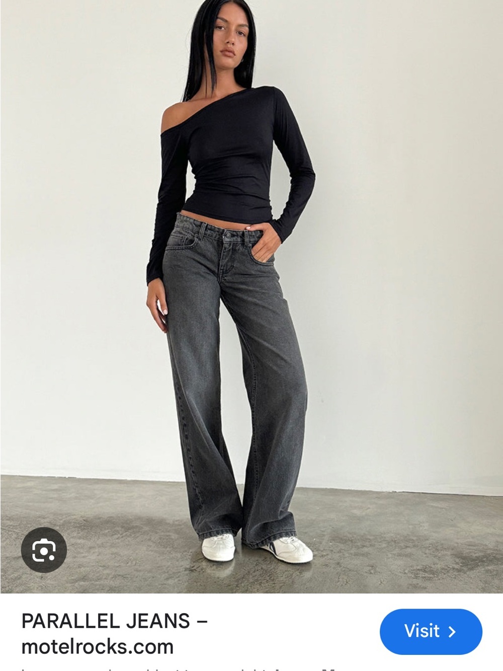 Motel Rocks Washed Black Wide-Leg Jeans